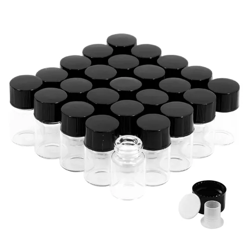 Vista 11 de 25 frascos pequeños de vidrio transparente de 1 fl oz con tapas de rosca