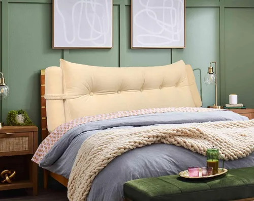 Vista 2 de Peachwell Almohada triangular de lectura para reposo en cama, cojín grande tipo cabecero, respaldo, almohada de cuña con dos almohadas cilíndricas
