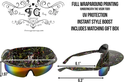 Vista 2 de Funny Guy Mugs Gafas de sol polarizadas con visera - Gafas de sol retro prémium de los años 80 y 90 Gnarly