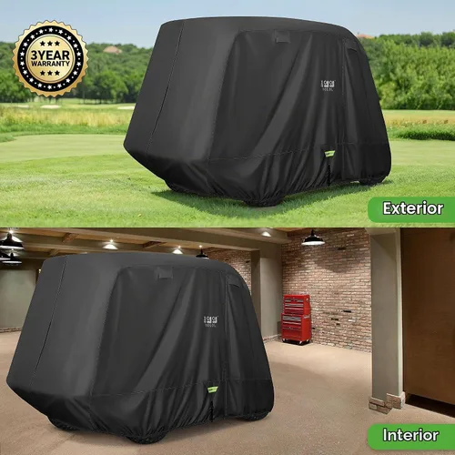 Vista 3 de 10L0L Funda para carrito de golf 650D para 2/4/6 pasajeros EZGO Club Car Negro