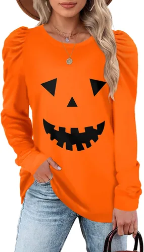Vista 3 de WEESO Sudaderas con cuello redondo para mujer de manga abombada