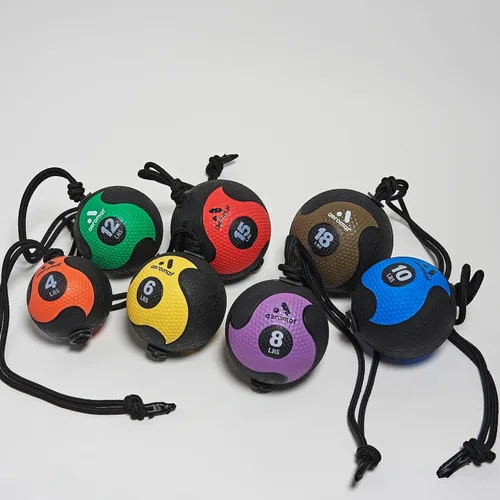 Vista 4 de Aeromat Elite Power Rope Medicine Ball for Core Strength/Rotational Movements Training Negro/Naranja