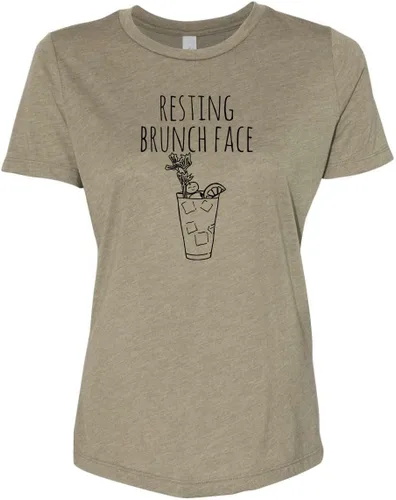 Vista 12 de Cute Women's Screen Printed Crew Neck Tee, Shirts With Sayings, Dusty Blue or Olive