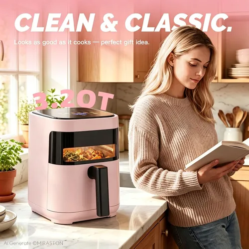 Vista 13 de 3.2QT Small Air Fryer, Mini Pink Air Fryers with Touchscreen