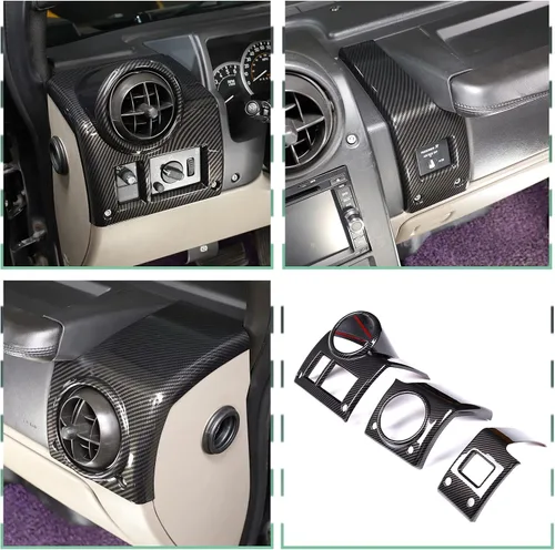 Vista 5 de PIUGILH Kit de Acabado de Decoración Interior de 24 Piezas Juego Completo para Hummer H2 2003-2007, Pegatina del Panel de Navegación del Tablero