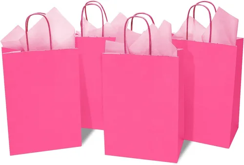 Vista 11 de DjinnGlory Paquete de 24 bolsas de regalo de papel azul turquesa de tamaño mediano con asas de 10 x 8 x 4 pulgadas y 24 papel de seda para Verde