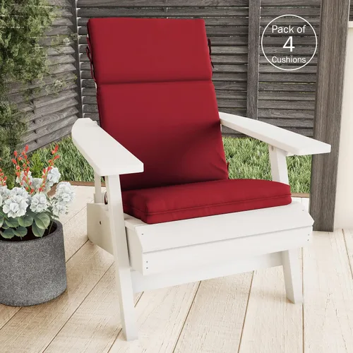 Vista 7 de Lavish Home Cojines para silla de respaldo alto, 45 pulgadas de largo x 21.5 pulgadas de ancho x 3 pulgadas de alto, color rojo, 4