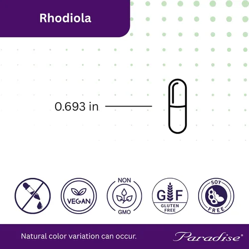 Vista 6 de Paradise Herbs Extracto de Rhodiola 500 mg, antioxidante súper potente, ultra puro, vegano, sin OMG, sin gluten, 60 cápsulas vegetarianas