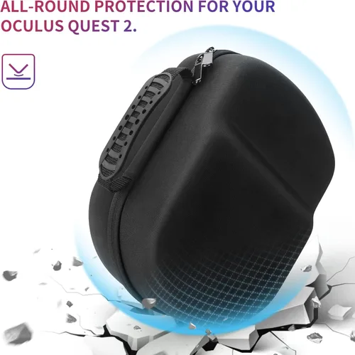 Vista 5 de YINKE Funda para Oculus Quest 2 con correa Elite, funda protectora de viaje, bolsa de almacenamiento