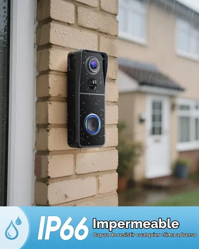 Vista 5 de AUE Timbre de puerta inalámbrico, timbre de video HD 2K con timbre de anillo, funciona con pilas, visión nocturna, audio de 2 vías, detección