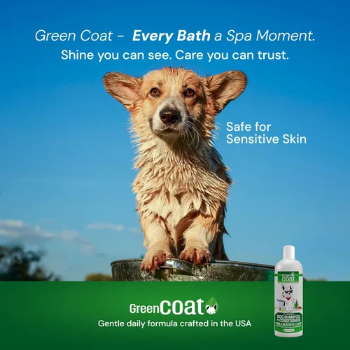Vista 6 de Champú y acondicionador 2 en 1 para perros, extracto de caviar, aloe y bergamota para pieles sensibles, brillo profundo + desenredante, lavado