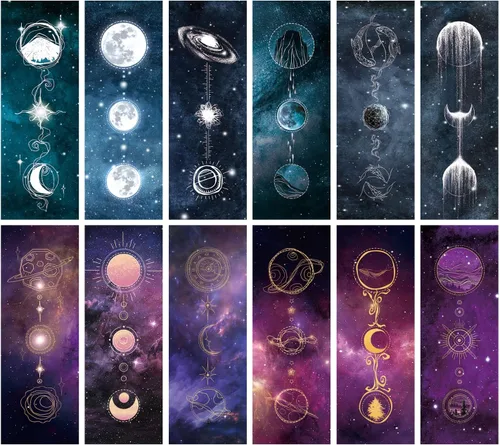 Vista 2 de Anseal Marcapáginas Cool Space Starry Night, marcadores para amantes de los libros, marcadores a granel para hombres, marca de libro única