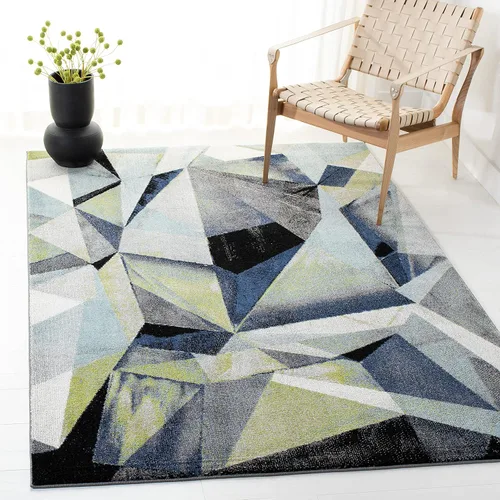 Vista 6 de SAFAVIEH Porcello Collection - Alfombra decorativa de 2 pies 3 pulgadas x 4 pies, gris claro y naranja, diseño abstracto moderno, no desprende