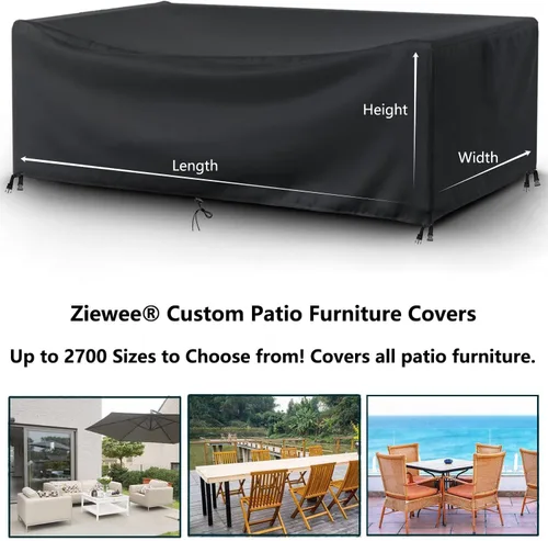 Vista 2 de Cubiertas para muebles de patio 124" L x 76" W x 32" H, cubierta impermeable para muebles de mesa de exterior, rectangular, 600D, cubierta de juego