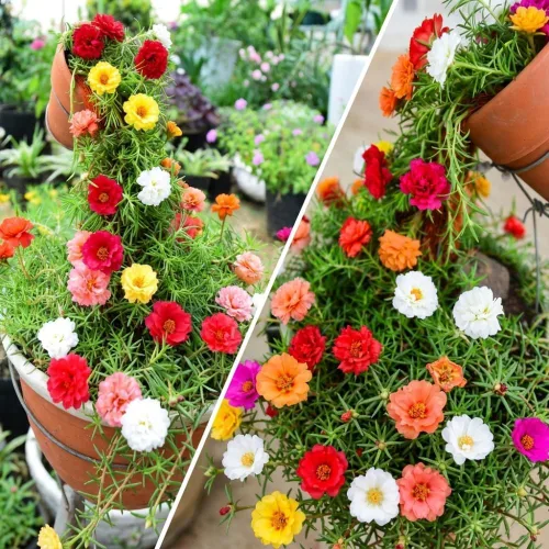 Vista 2 de 4 plantas Portulaca de rosa musgo, 4-8 pulgadas de alto, planta viva
