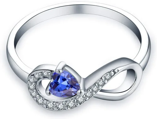 Vista 81 de Anillo Jo Wisdomo de compromiso. de plata esterlina, con corazón e infinito, anillo de amistad, para ella