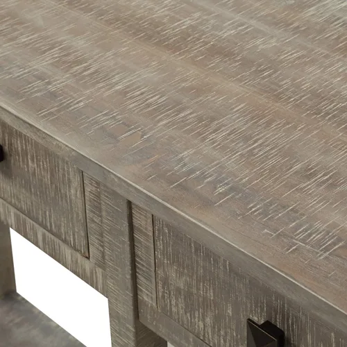 Vista 6 de Mesa consola de sofá de 59 pulgadas de largo, mesa de pasillo rústica con cajones de almacenamiento y estante, mesa de entrada retro de madera