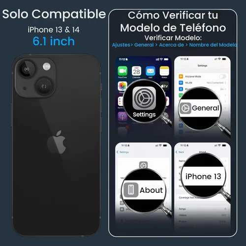 Vista 2 de VEGO - Funda para iPhone 13 con funda para cámara [compatible con MagSafe], color negro Funda para iPhone 14 incorporada con soporte de 360°
