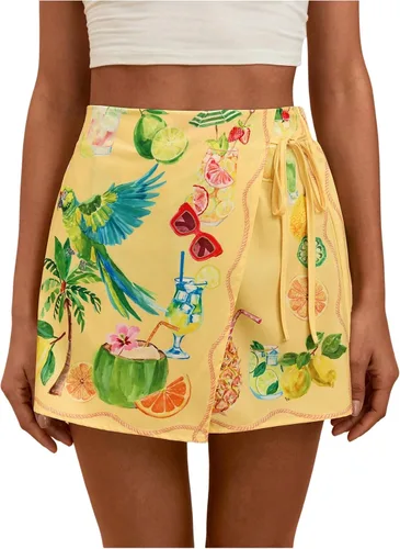 Vista 11 de SweatyRocks Mini faldas bohemias para mujer, pantalones cortos florales con Negro