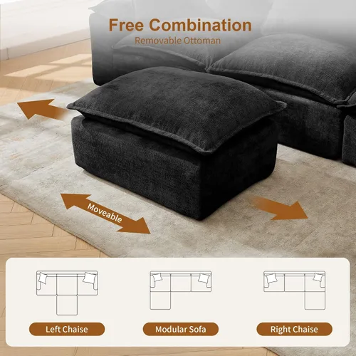Vista 5 de Korser Sofás seccionales de 108 pulgadas para sala de estar, sofá modular sin hueso con asiento profundo y cojín esponjoso, acogedor sofá acolchado
