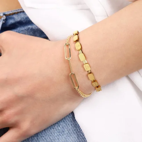 Vista 2 de Pulsera delicada de oro para mujer, chapada en oro de 18 quilates, pulsera de cadena de serpiente en espiga para mujer, Acero inoxidable chapado
