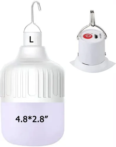 Vista 2 de Bombilla LED de emergencia multifuncional con carga USB, capaz de recargar dispositivos móviles, ideal para cortes de energía, campamento en tienda