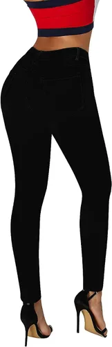 Vista 3 de roswear Essentials - Jeans ajustados rasgados de tiro medio para mujer.