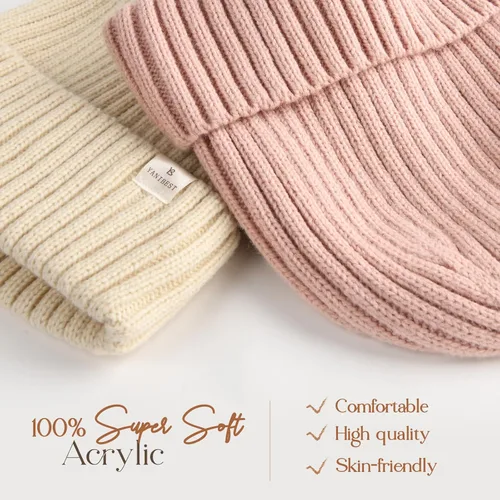 Vista 6 de YANIBEST Sombreros de invierno para mujer, gorro con forro de satén para clima frío, gorro para mujeres y hombres, sombreros de punto cálidos