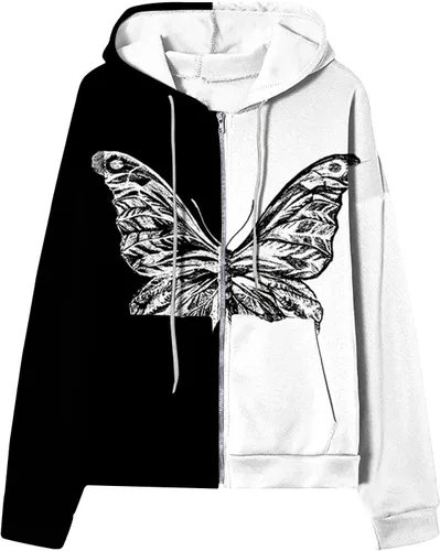 Vista 5 de Sudaderas con capucha para niñas adolescentes, sudadera con capucha para mujer, manga larga, con cordón, bloque de color, jersey