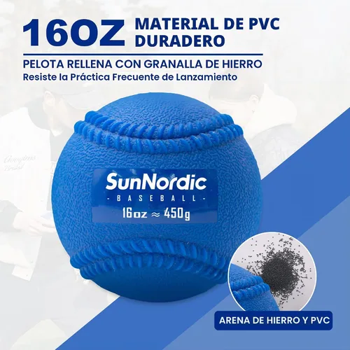 Vista 3 de SunNordic 16oz Weighted Baseball Set for Pitching & Power Training