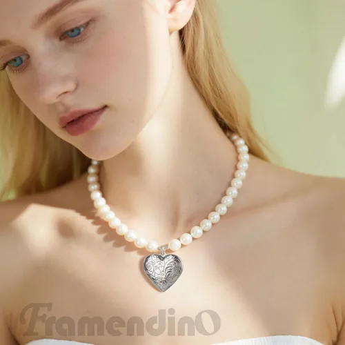 Vista 2 de Framendino, Colgantes con marco de fotos de corazón para hacer joyas