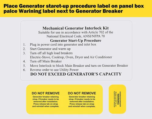 Vista 6 de Kit de enclavamiento para generador compatible con paneles de interruptor eléctrico general GE con una sola red vertical para un uso seguro