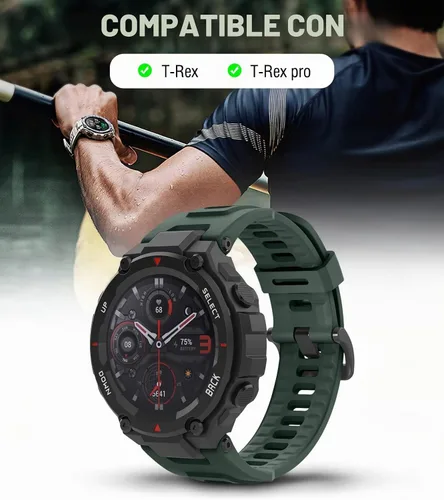 Vista 2 de MoKo Sport Band Compatible with Amazfit T-Rex/T-Rex Pro Verde oliva