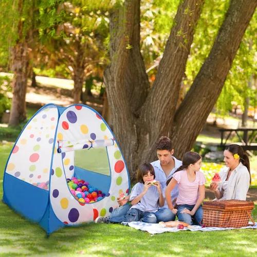 Vista 2 de EocuSun Casa de juegos emergente, piscina de pelotas tienda de juegos para niños para interiores y exteriores, tienda plegable para niños niñas