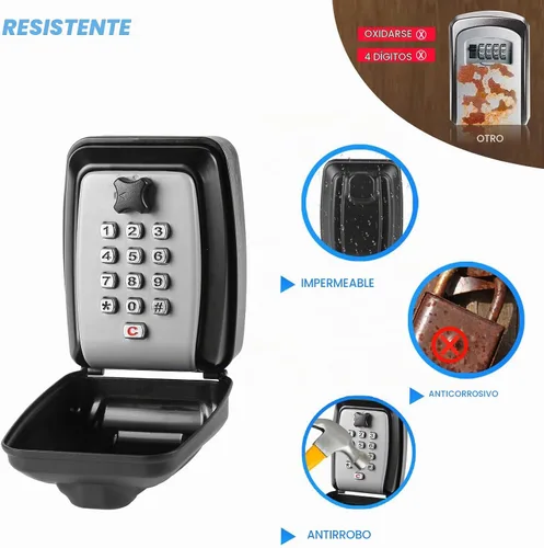Vista 5 de Caja de Seguridad para Llaves, Caja de Almacenamiento de Llaves Montada en la Pared con Combinación de Teclado de 12 Dígitos, Código Reiniciable