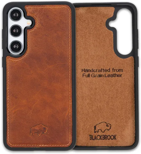 Vista 19 de BLACKBROOK Funda de piel de alta calidad a presión compatible con Samsung Galaxy S24, elegante funda de cuero de grano completo con la máxima