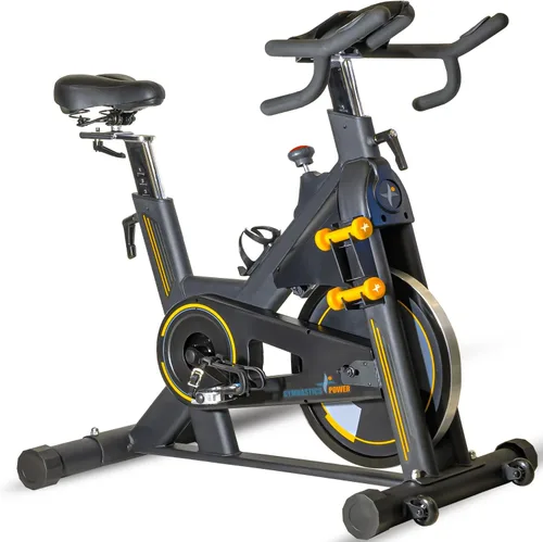 Vista 9 de Bicicleta estática para interiores, resistente de 115 libras, resistencia magnética, incluye mancuernas de 2 x 1 libra, bicicletas de ciclismo