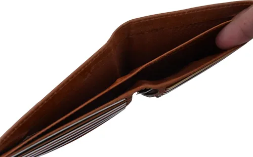 Vista 7 de Cartera Bifold Hipster para Tarjetas de Crédito con Bloqueo RFID de Piel de Cordero Premium, Antiguo, medio, Bifold