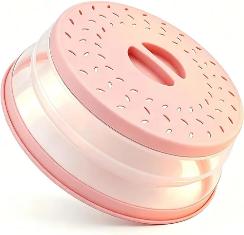 Vista 6 de Cubierta plegable para salpicaduras de microondas, cubierta para platos de microondas con ventilación de vapor, silicona y plástico sin BPA