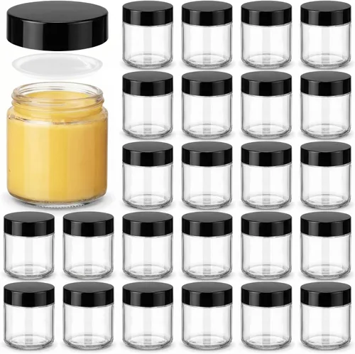 Vista 29 de Norme 24 Frascos de Vidrio de 4 oz con Tapas Herméticos Redondos a Prueba de Fugas Frascos Cosméticos Vacíos con Revestimientos Internos en la Tapa