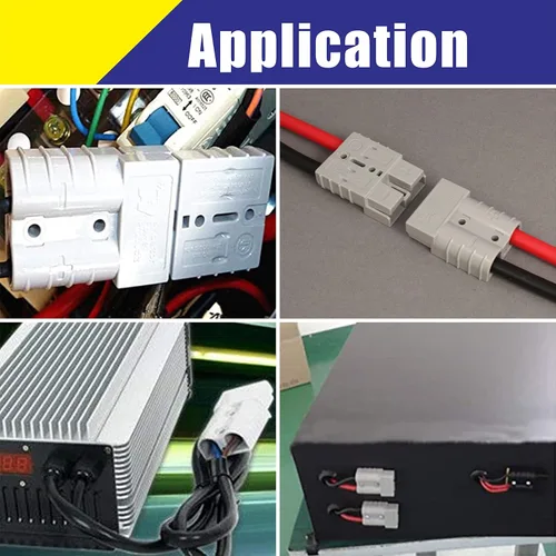 Vista 4 de 1 juego de conectores de alimentación de 175 amperios, 2 polos, color gris con terminales para cable AWG #1/0 compatible con Anderson