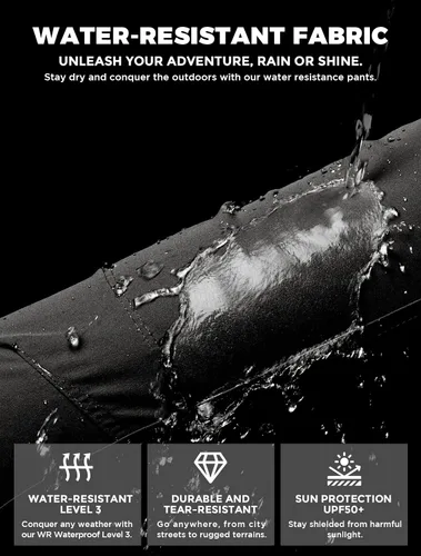Vista 4 de Wespornow Hiking Travel Pants for Men Lightweight Water-Resistant Quick Dry Outdoor Pants for Fishing Camping