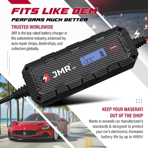 Vista 4 de Cargador de batería JMR para Maserati MC20 GranTurismo Levante Quattroporte Grecale Ghibli GranCabrio todos los modelos, cargador de goteo