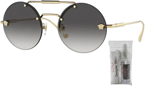 Vista 2 de Versace VE2244 Round Sunglasses for Women + BUNDLE With Designer iWear Complimentary Eyewear Kit