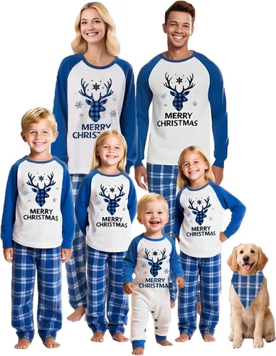 Vista 21 de OAKFashion Conjuntos de Pijamas Familiares de Navidad, Pijamas Familiares a Juego de Navidad Ropa de Dormir Pjs