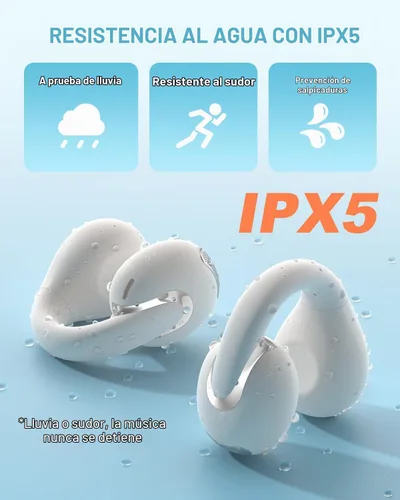 Vista 8 de Jzones Auriculares inalámbricos con clip de oreja abierto, Bluetooth 5.4, ligeros, cómodos, deportivos, de conducción ósea, micrófono integrado