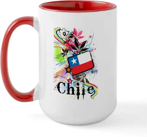 Vista 34 de CafePress Taza de café de cerámica extra grande de 15 oz (15.0 fl oz) con bandera de Chile