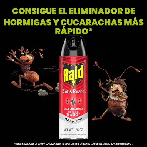 Vista 6 de Raid® Ant & Roach Killer Spray, sin fragancia, 17.5 onzas, paquete de 2