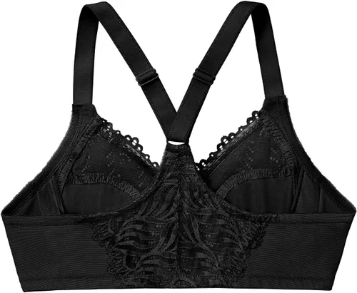 Vista 6 de Glamorise - Brasier para mujer con cierre frontal, espalda en T y varillas Wonderwire, #1246 Negro