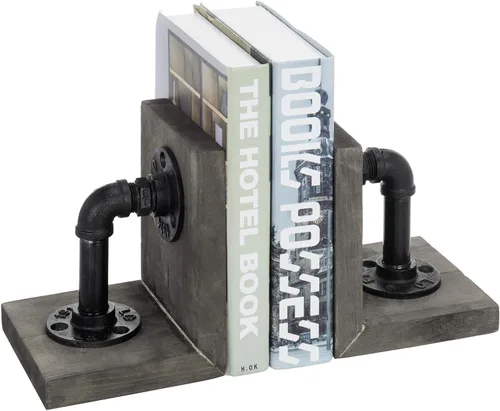 Vista 12 de MyGift Sujetalibros Decorativos, Sujetalibros para Estantes, Sujetalibros de Metal para Libros Pesados, Decoración de Oficina para Hombres, Tope